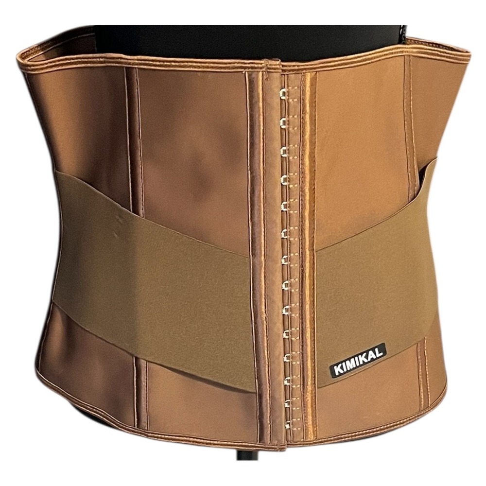 Kimikal Cocoa Brown Waist Trainer Corset Boned Body Shaper Hook Closure